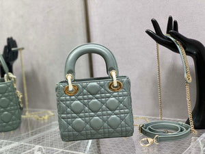 Dior M0505 Mini Lady Dior Bag Rock Gray Calfskin with enamel buckle - Default Title - View 7