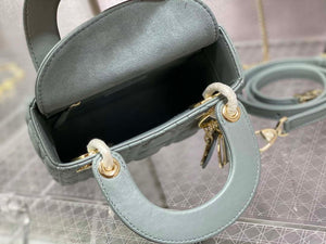 Dior M0505 Mini Lady Dior Bag Rock Gray Calfskin with enamel buckle - Default Title - View 9