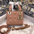 Dior M0505 Mini Lady Dior Bag Rose Des Vents Patent Cannage Calfskin - Default Title - View 1