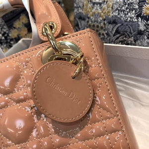 Dior M0505 Mini Lady Dior Bag Rose Des Vents Patent Cannage Calfskin - Default Title - View 4