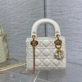 Dior M0505 Mini Lady Dior Bag White Calfskin with enamel buckle - Default Title - View 1