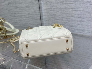 Dior M0505 Mini Lady Dior Bag White Calfskin with enamel buckle - Default Title - View 7