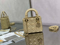 Dior M0505 Mini Lady Dior Bag Yellow Calfskin with enamel buckle