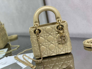 Dior M0505 Mini Lady Dior Bag Yellow Calfskin with enamel buckle - Default Title - View 2