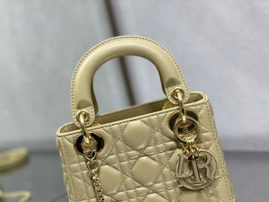 Dior M0505 Mini Lady Dior Bag Yellow Calfskin with enamel buckle - Default Title - View 3