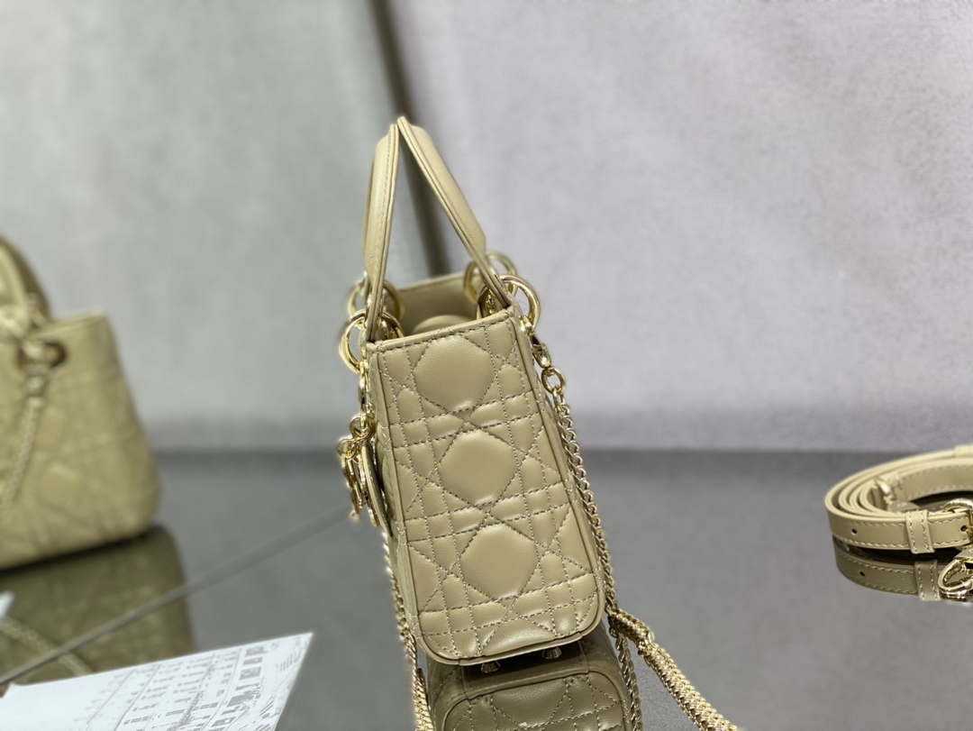 Dior M0505 Mini Lady Dior Bag Yellow Calfskin with enamel buckle - Default Title - View 4