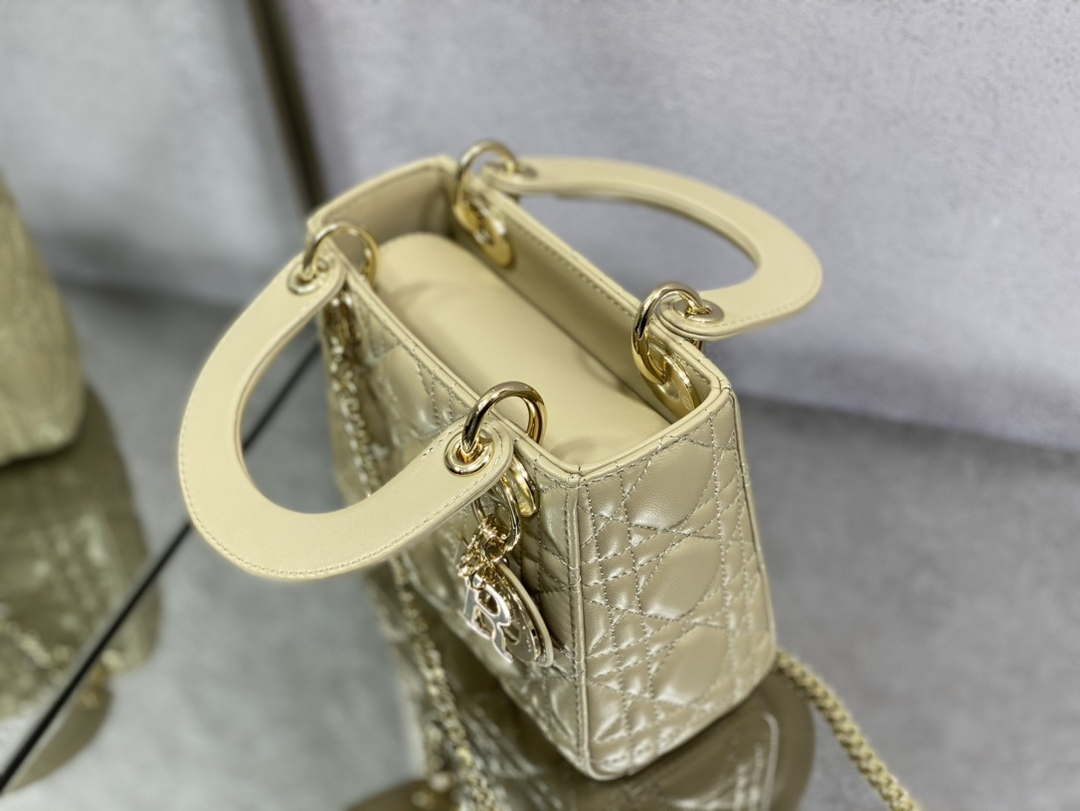 Dior M0505 Mini Lady Dior Bag Yellow Calfskin with enamel buckle - Default Title - View 6