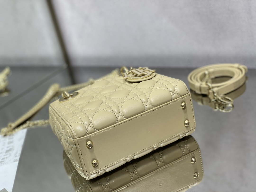 Dior M0505 Mini Lady Dior Bag Yellow Calfskin with enamel buckle - Default Title - View 7