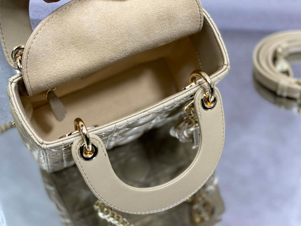 Dior M0505 Mini Lady Dior Bag Yellow Calfskin with enamel buckle