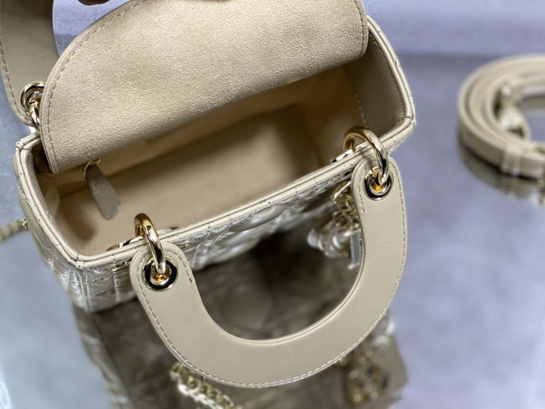 Dior M0505 Mini Lady Dior Bag Yellow Calfskin with enamel buckle