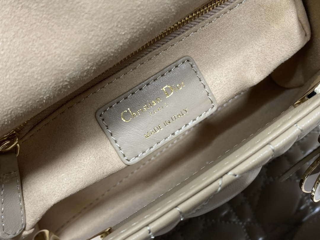 Dior M0505 Mini Lady Dior Bag Yellow Calfskin with enamel buckle - Default Title - View 9