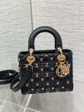 Dior M0531 Small Lady Dior Bag  Black Cannage Lambskin with Gold-Finish Butterfly Studs