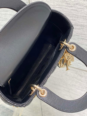 Dior M0531 Small Lady Dior Bag  Black Cannage Lambskin with Gold-Finish Butterfly Studs - Default Title - View 8