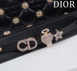 Dior M0531 Small Lady Dior Bag  Black Cannage Lambskin with Gold-Finish Sun Studs - Default Title - View 6