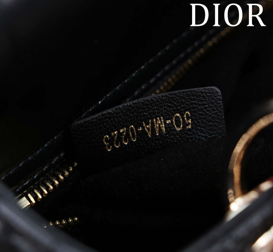 Dior M0531 Small Lady Dior Bag  Black Cannage Lambskin with Gold-Finish Sun Studs