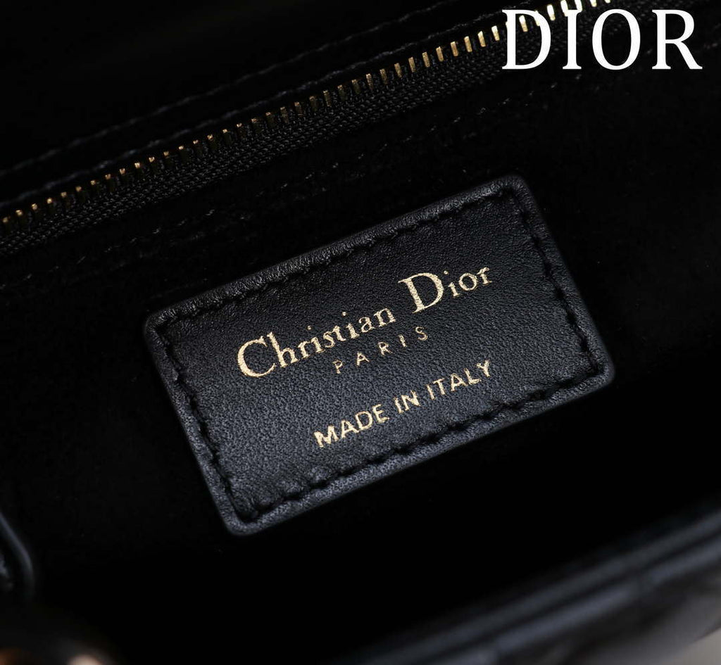 Dior M0531 Small Lady Dior Bag  Black Cannage Lambskin with Gold-Finish Sun Studs