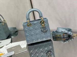 Dior M0531 Small Lady Dior Bag Blue Cannage with Blue enamel buckle - Default Title - View 1