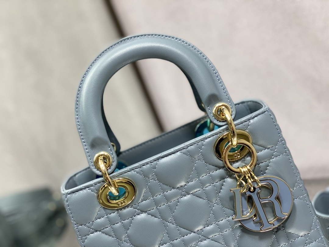 Dior M0531 Small Lady Dior Bag Blue Cannage with Blue enamel buckle - Default Title - View 3