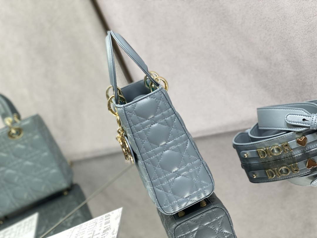 Dior M0531 Small Lady Dior Bag Blue Cannage with Blue enamel buckle - Default Title - View 4