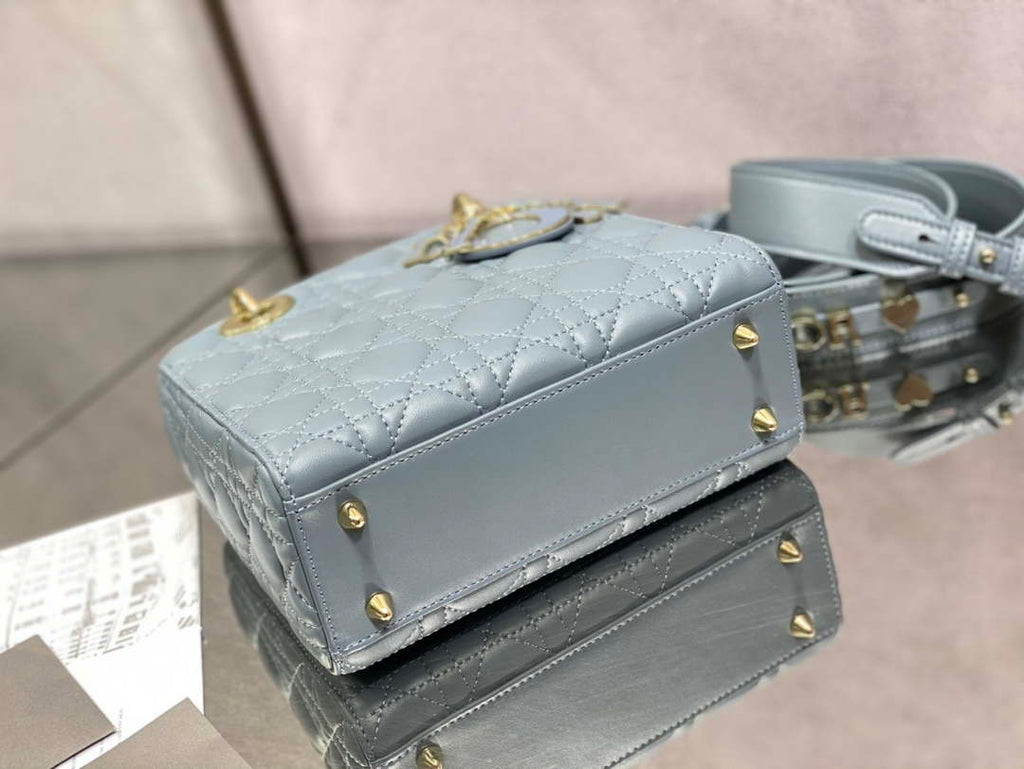 Dior M0531 Small Lady Dior Bag Blue Cannage with Blue enamel buckle