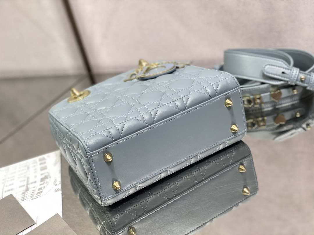 Dior M0531 Small Lady Dior Bag Blue Cannage with Blue enamel buckle - Default Title - View 7