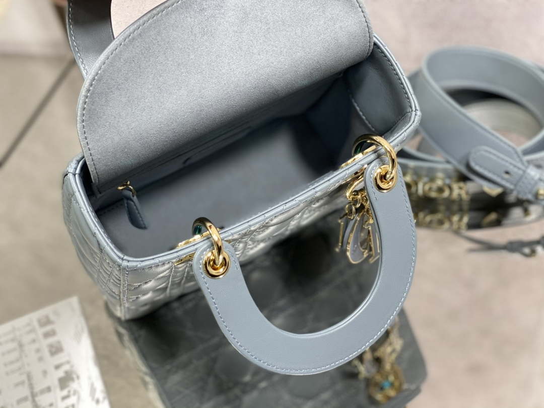 Dior M0531 Small Lady Dior Bag Blue Cannage with Blue enamel buckle