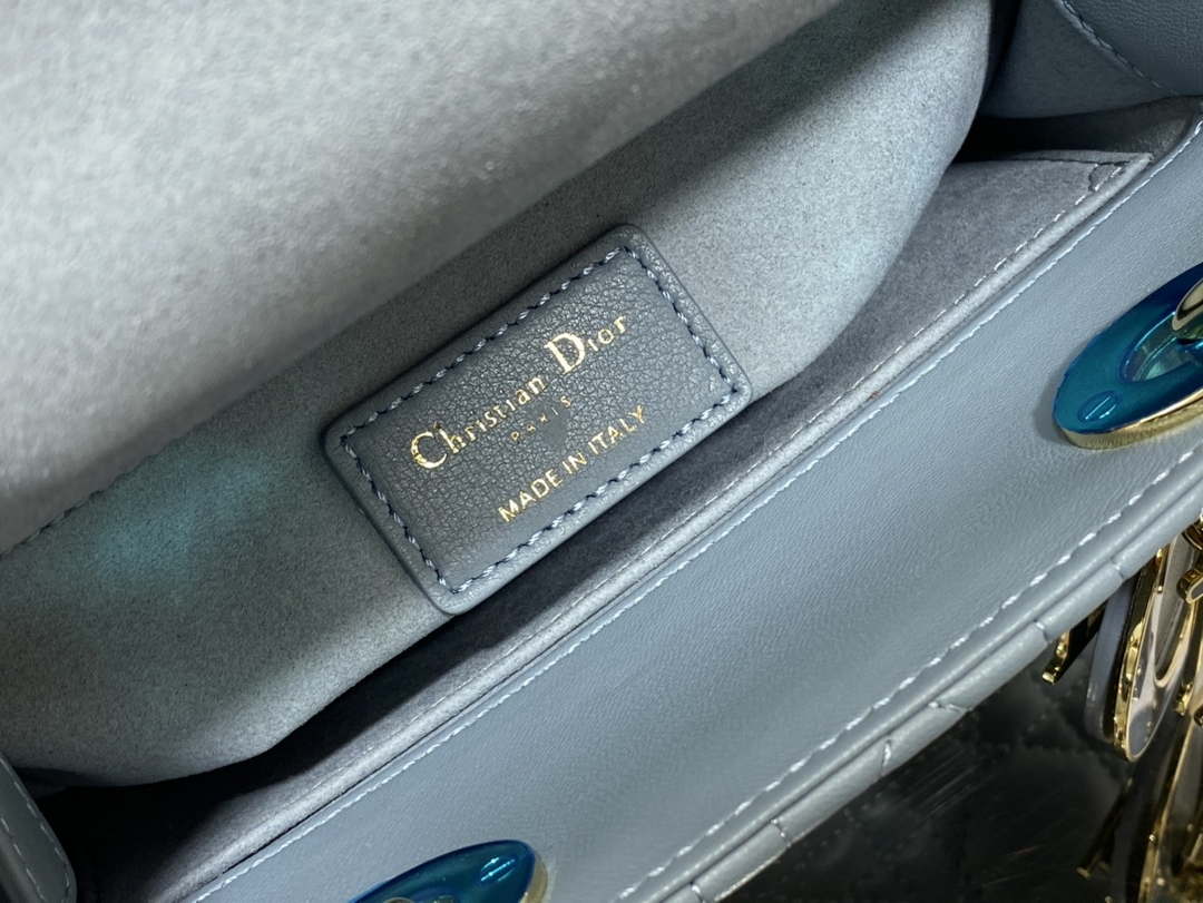 Dior M0531 Small Lady Dior Bag Blue Cannage with Blue enamel buckle