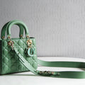Dior M0531 Small Lady Dior Bag Green Cannage with Green enamel buckle - Default Title - View 1