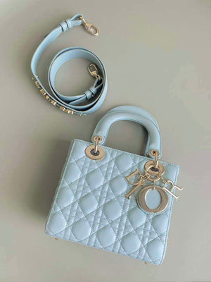 Dior M0531 Small Lady Dior Bag Light Blue Cannage Lambskin - Default Title - View 2