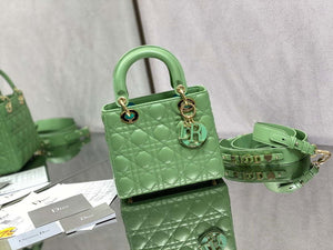 Dior M0531 Small Lady Dior Bag Mint Green Cannage with enamel buckle - Default Title - View 1