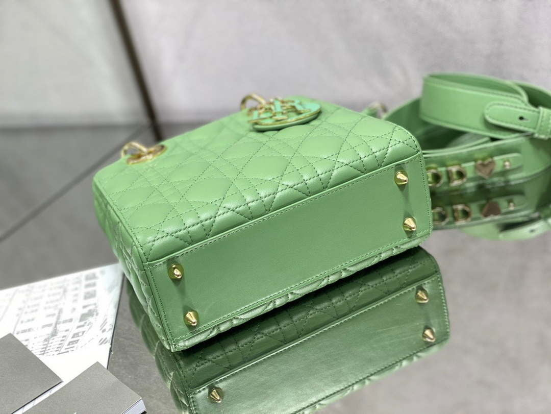 Dior M0531 Small Lady Dior Bag Mint Green Cannage with enamel buckle - Default Title - View 6