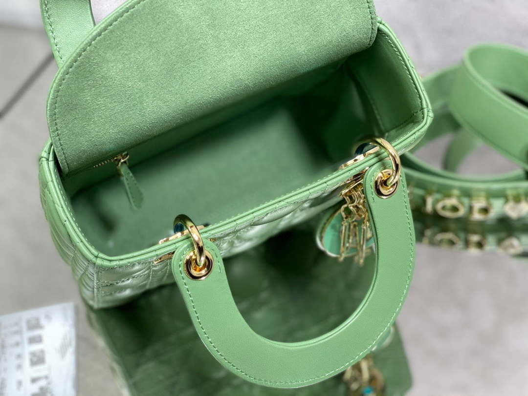 Dior M0531 Small Lady Dior Bag Mint Green Cannage with enamel buckle - Default Title - View 8