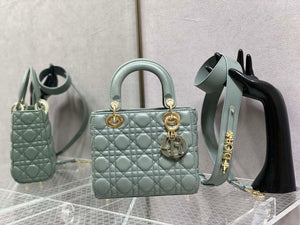 Dior M0531 Small Lady Dior Bag Rock Gray Cannage with enamel buckle - Default Title - View 1