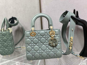 Dior M0531 Small Lady Dior Bag Rock Gray Cannage with enamel buckle - Default Title - View 2