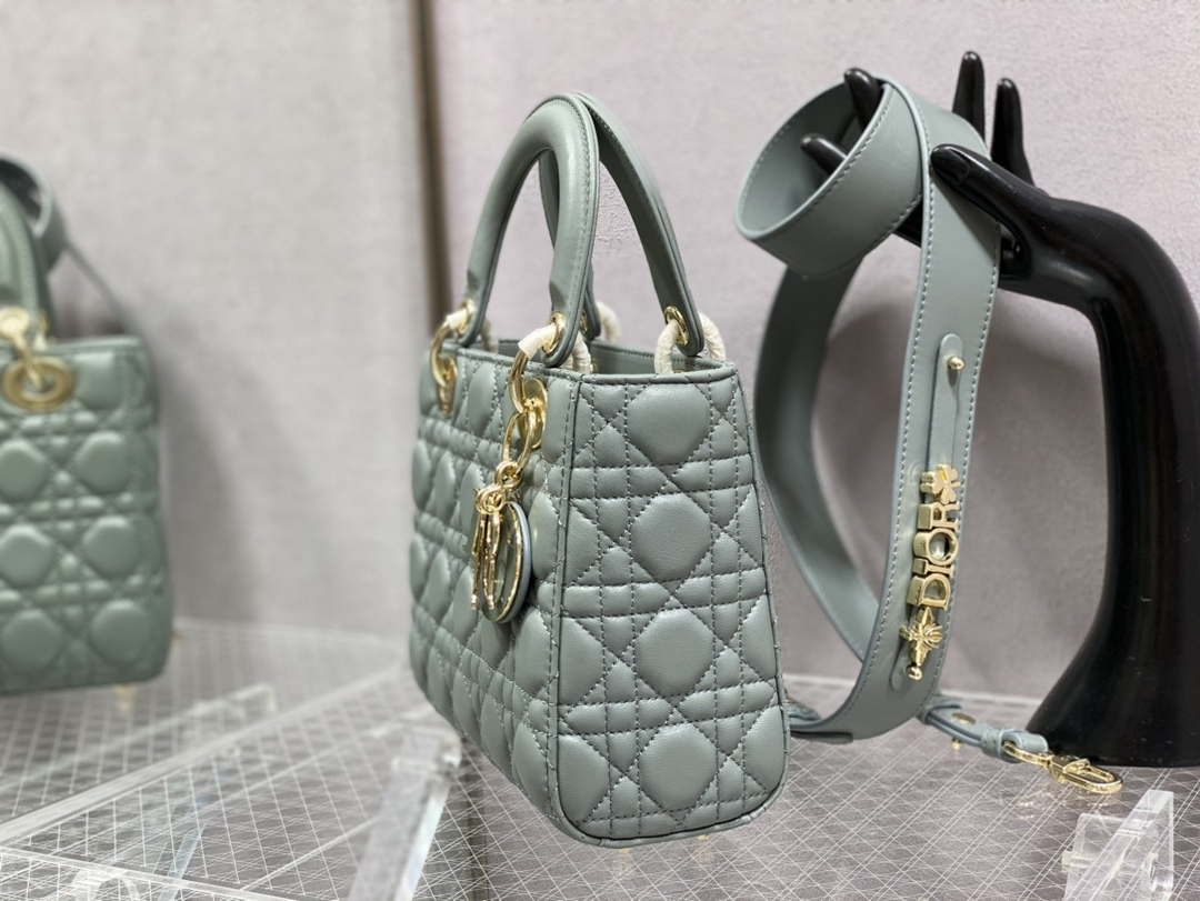 Dior M0531 Small Lady Dior Bag Rock Gray Cannage with enamel buckle - Default Title - View 5