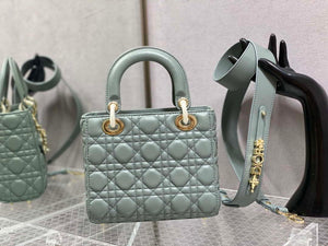 Dior M0531 Small Lady Dior Bag Rock Gray Cannage with enamel buckle - Default Title - View 6