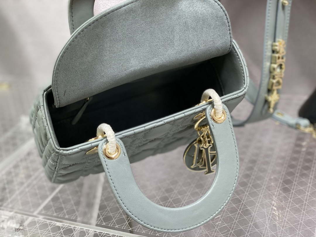 Dior M0531 Small Lady Dior Bag Rock Gray Cannage with enamel buckle - Default Title - View 8