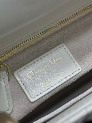 Dior M0531 Small Lady Dior Bag  White Cannage Lambskin with Gold-Finish Sun Studs - Default Title - View 9
