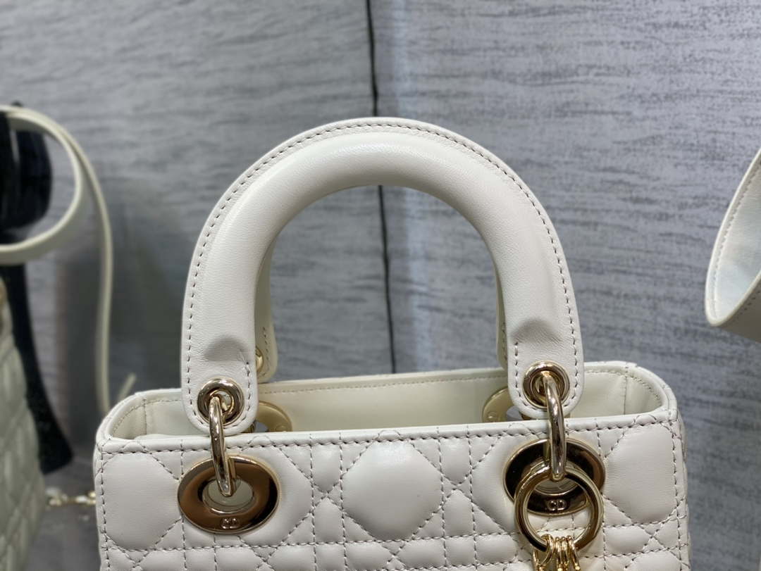 Dior M0531 Small Lady Dior Bag White Cannage with enamel buckle - Default Title - View 3