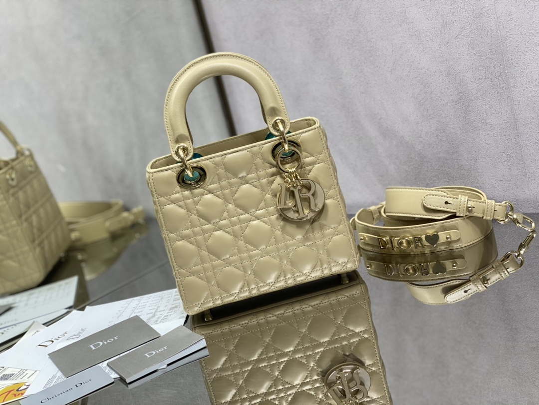 Dior M0531 Small Lady Dior Bag Yellow Cannage with enamel buckle - Default Title - View 1
