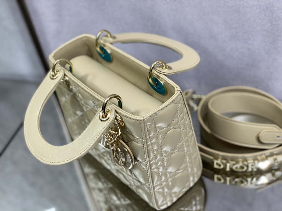 Dior M0531 Small Lady Dior Bag Yellow Cannage with enamel buckle - Default Title - View 6