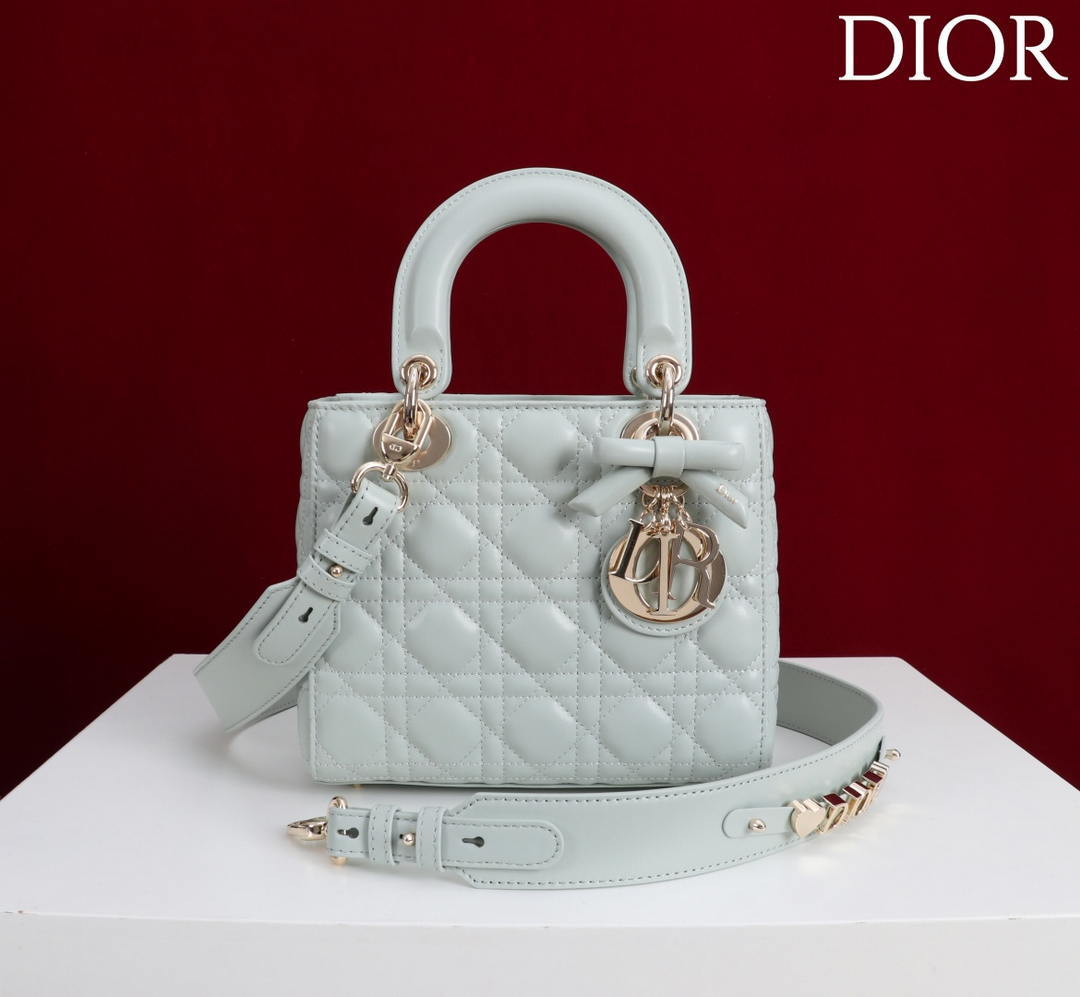 Dior M0531OUQA_M030 Small Lady Dior Bag with Light Blue Cannage Lambskin