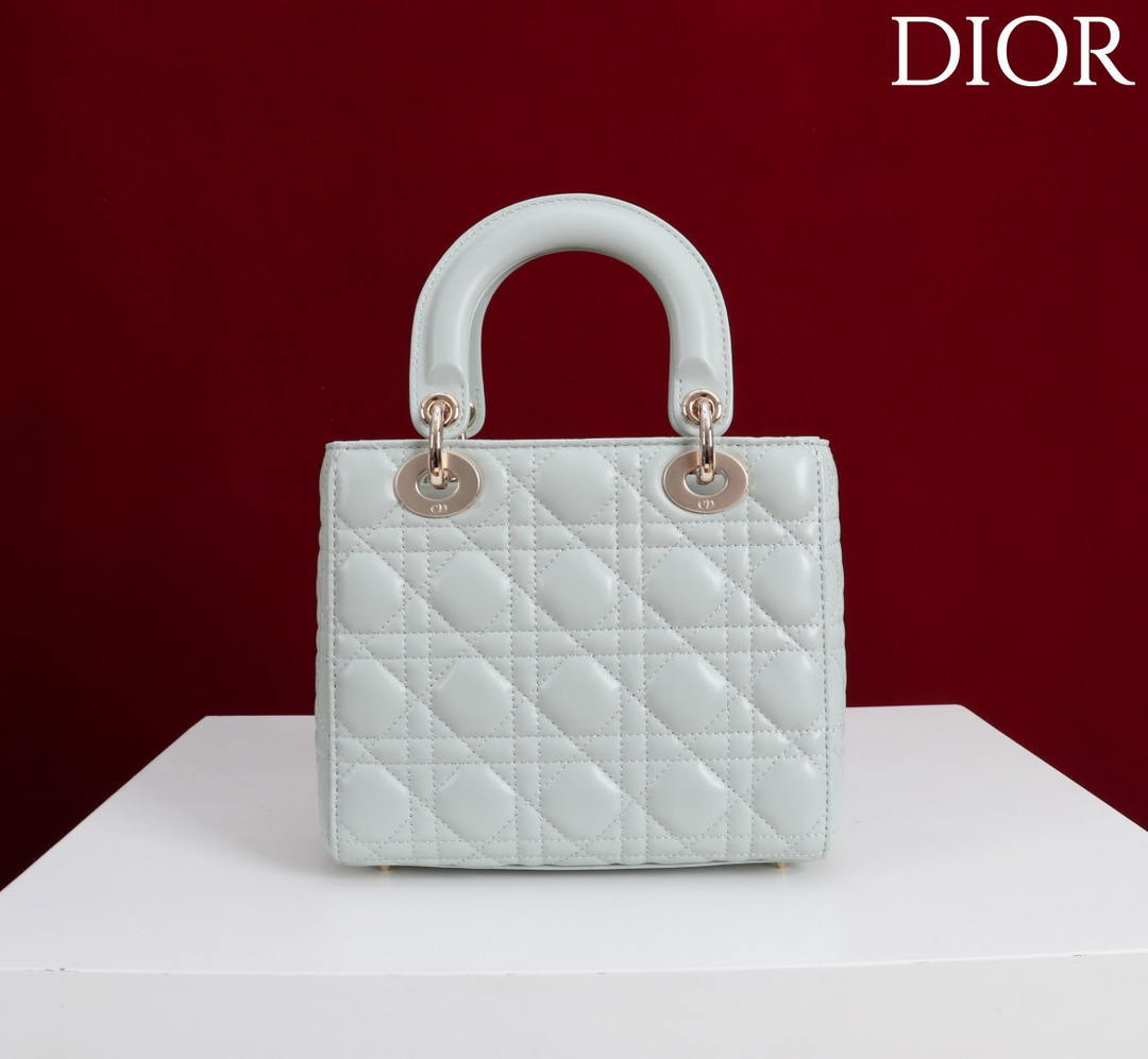 Dior M0531OUQA_M030 Small Lady Dior Bag with Light Blue Cannage Lambskin