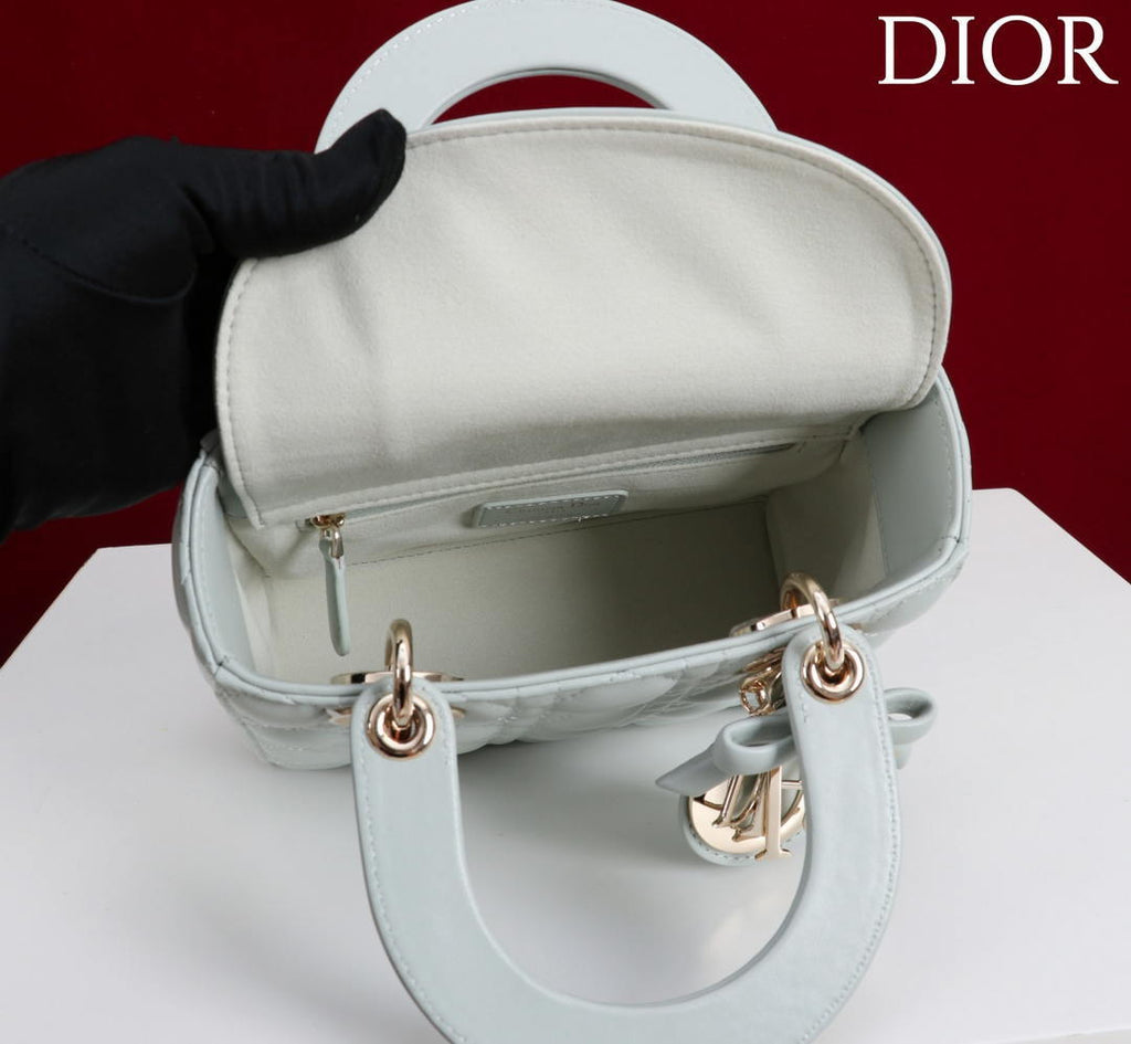 Dior M0531OUQA_M030 Small Lady Dior Bag with Light Blue Cannage Lambskin