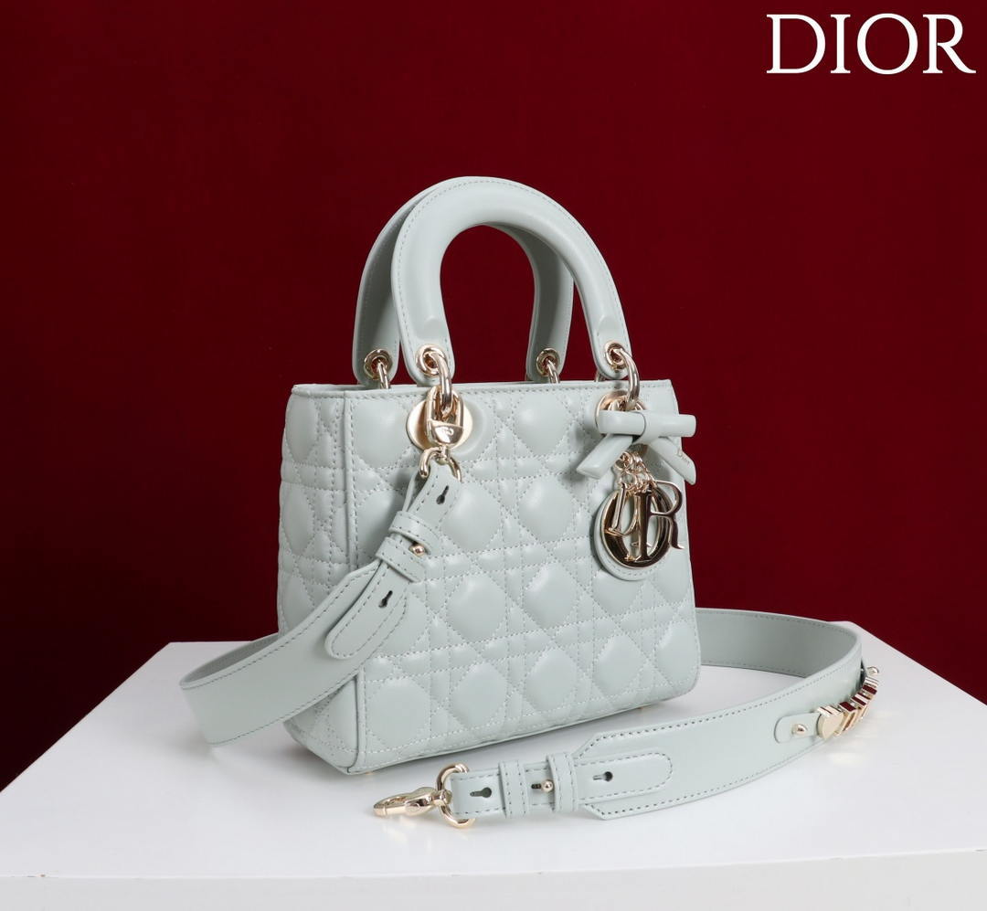 Dior M0531OUQA_M030 Small Lady Dior Bag with Light Blue Cannage Lambskin