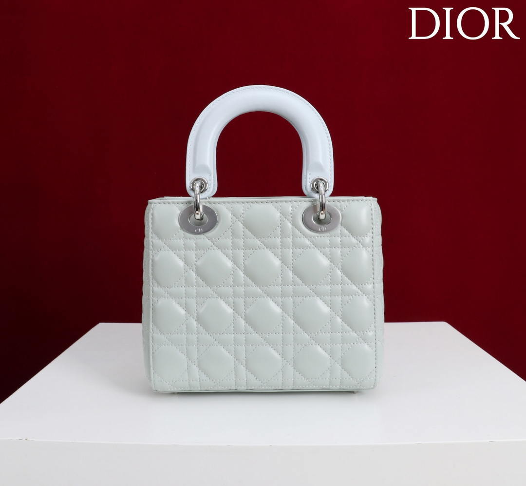 Dior M0531OUQA_M030 Small Lady Dior Bag with Light Blue Cannage Lambskin thin Strap