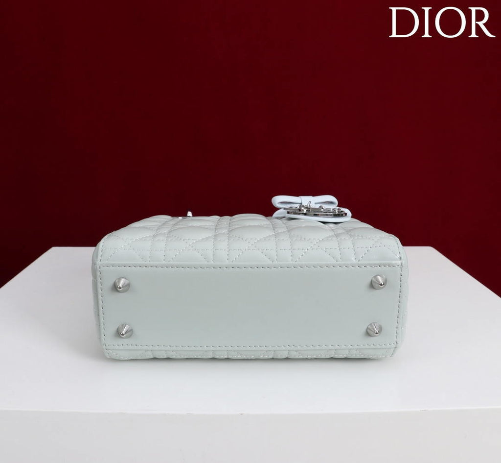 Dior M0531OUQA_M030 Small Lady Dior Bag with Light Blue Cannage Lambskin thin Strap