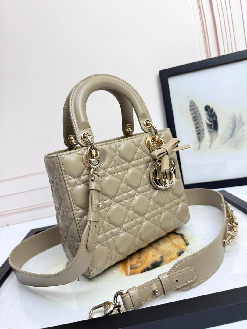 Dior M0531OUQA_M030 Small Lady Dior Bag Milk Apricot Cannage Lambskin - Default Title - View 2