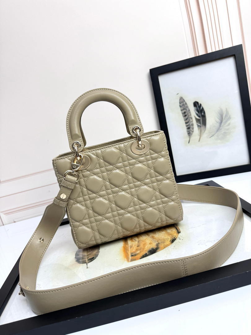 Dior M0531OUQA_M030 Small Lady Dior Bag Milk Apricot Cannage Lambskin - Default Title - View 3