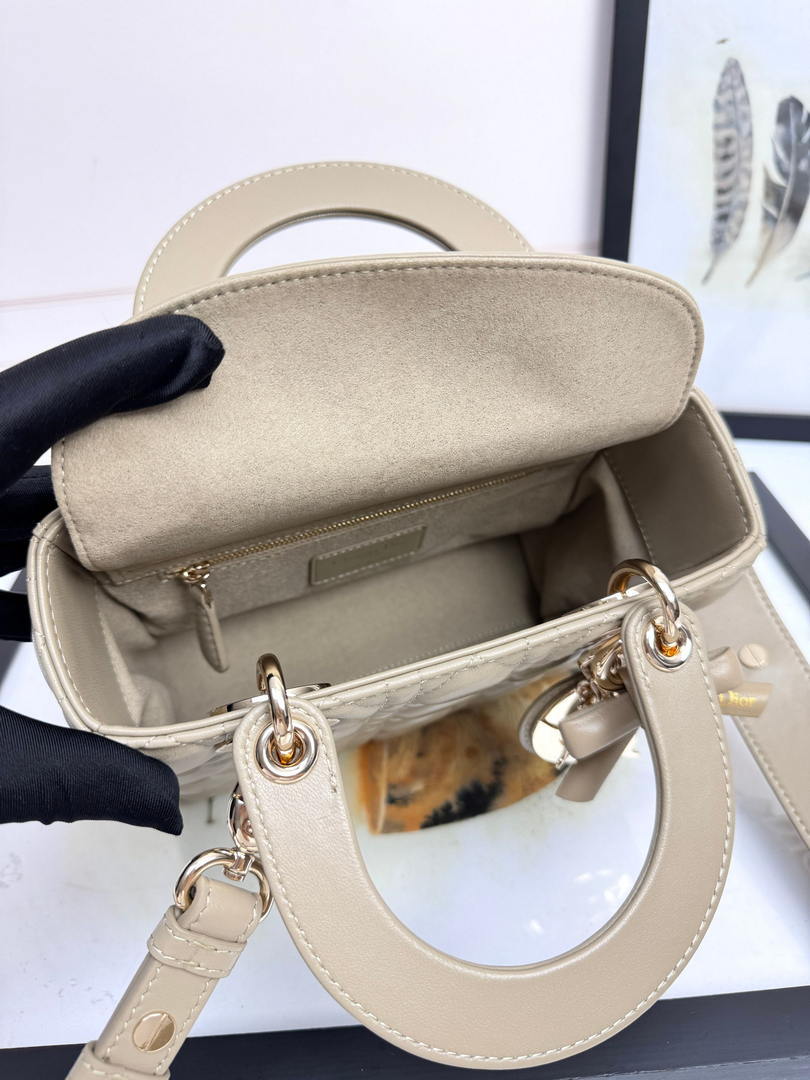 Dior M0531OUQA_M030 Small Lady Dior Bag Milk Apricot Cannage Lambskin - Default Title - View 5